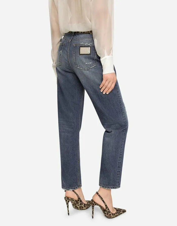 Dolce and Gabbana Denim Women Boyfriend Jeans In Medium Blue Denim Multicolor Dolce and Gabbana Denim Women Boyfriend Jeans In Medium Blue Denim Multicolor