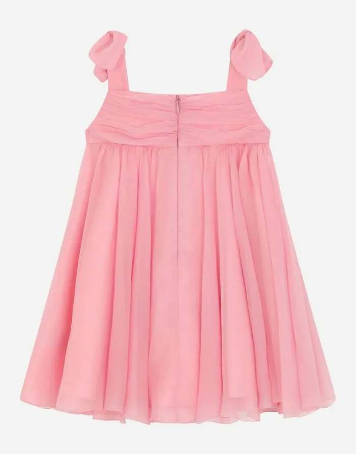 Dolce and Gabbana Dresses Children Chiffon Midi Dress With Metal DG Logo Multicolor Dolce and Gabbana Dresses Children Chiffon Midi Dress With Metal DG Logo Multicolor