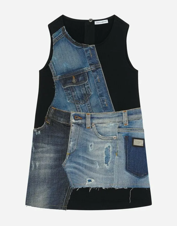 Dolce and Gabbana Dresses Children Jersey And Patchwork Denim Dress Multicolor Dolce and Gabbana Dresses Children Jersey And Patchwork Denim Dress Multicolor