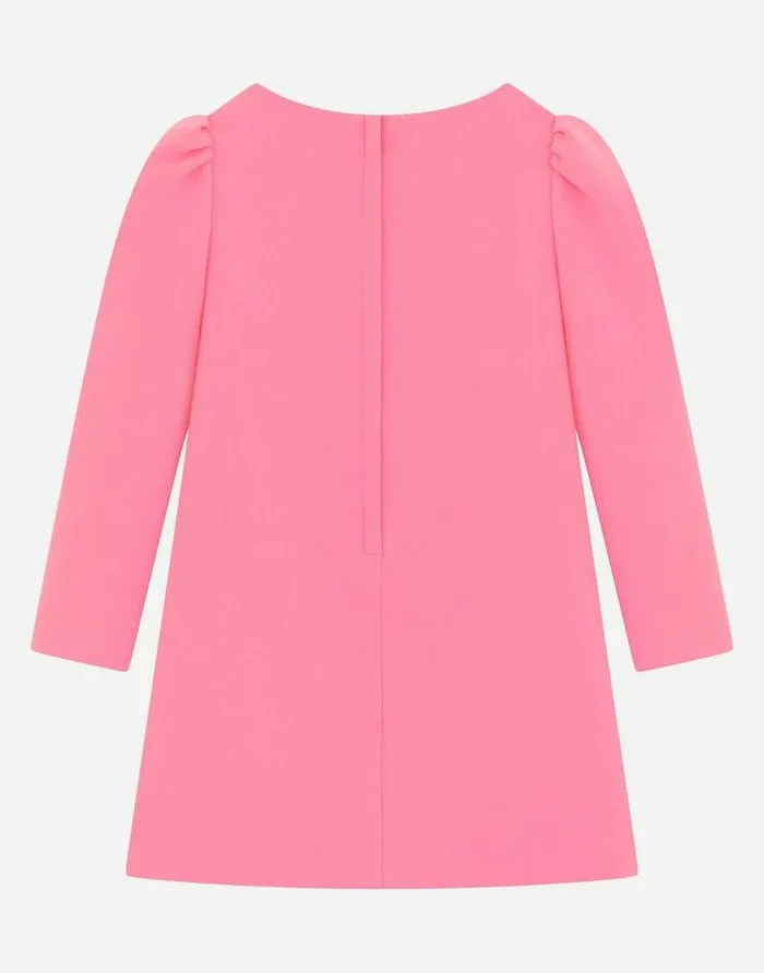 Dolce and Gabbana Dresses Children Short Cady Dress With Metal DG Logo Pink