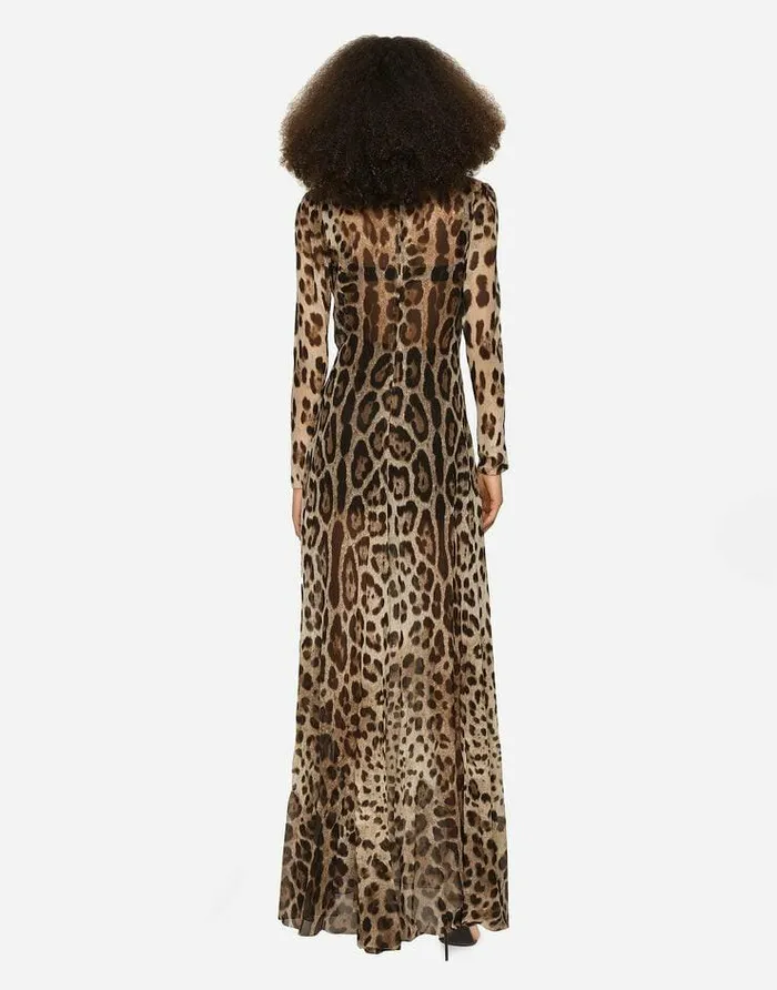 Dolce and Gabbana Dresses Women Georgette Dress With Leopard Print And Tie Details Animal Print Dolce and Gabbana Dresses Women Georgette Dress With Leopard Print And Tie Details Animal Print