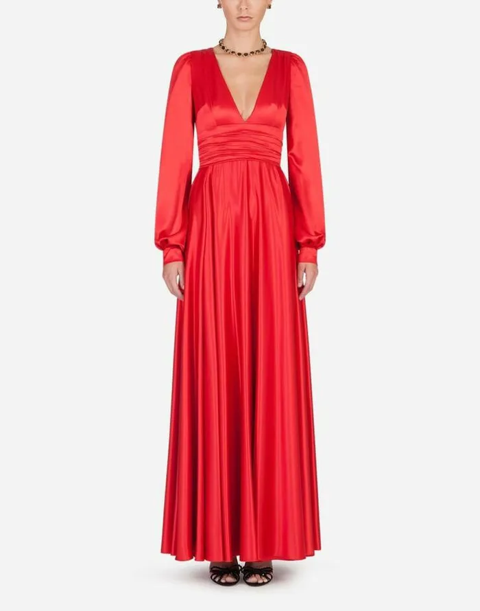 Dolce and Gabbana Dresses Women Long Silk Dress Red