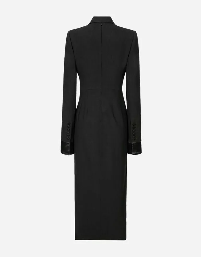 Dolce and Gabbana Dresses Women Woolen Calflength Coat Dress Black