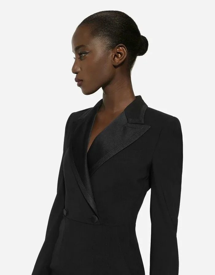 Dolce and Gabbana Dresses Women Woolen Calflength Coat Dress Black