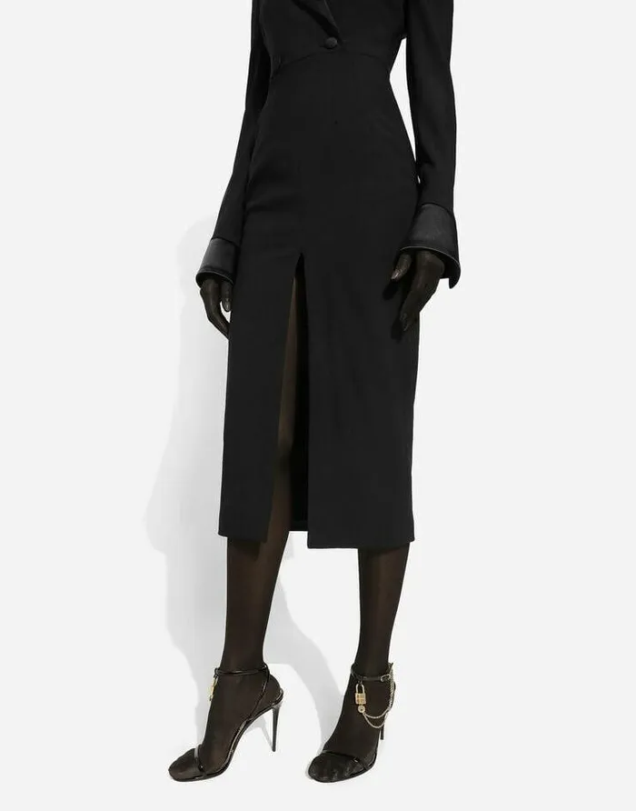 Dolce and Gabbana Dresses Women Woolen Calflength Coat Dress Black