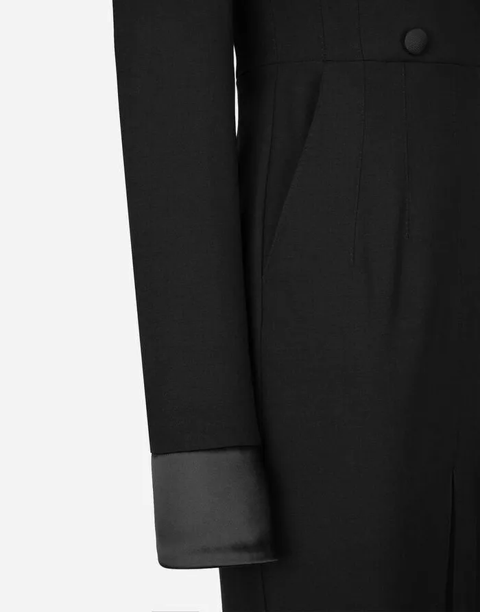 Dolce and Gabbana Dresses Women Woolen Calflength Coat Dress Black