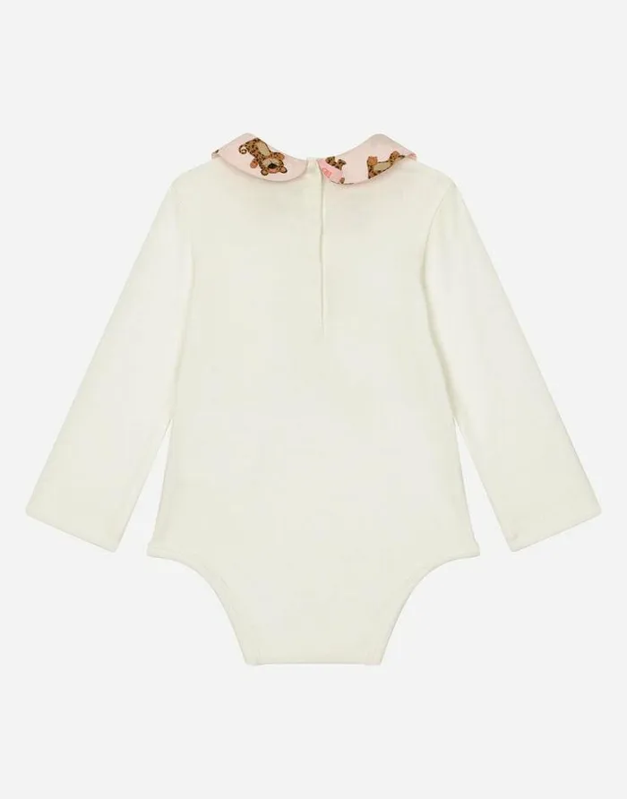 Dolce and Gabbana Gift Sets And Babygrows Children Longsleeved Babygrow With Baby Leopard Print White