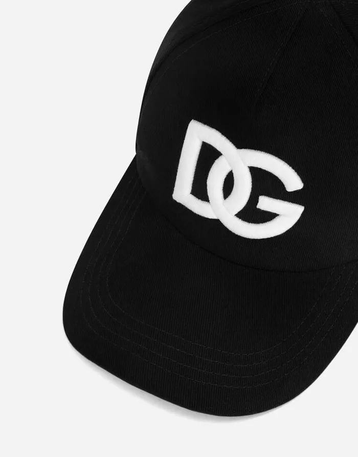 Dolce and Gabbana Hats And Gloves Men Cotton Baseball Cap With DG Embroidery Black Dolce and Gabbana Hats And Gloves Men Cotton Baseball Cap With DG Embroidery Black
