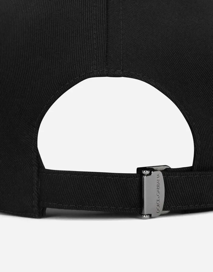 Dolce and Gabbana Hats And Gloves Men Cotton Baseball Cap With DG Embroidery Black Dolce and Gabbana Hats And Gloves Men Cotton Baseball Cap With DG Embroidery Black