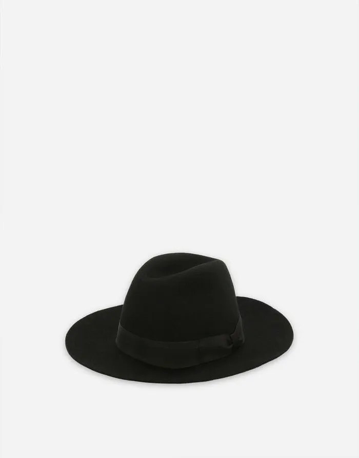 Dolce and Gabbana Hats And Gloves Men Wool Felt Fedora Hat Black