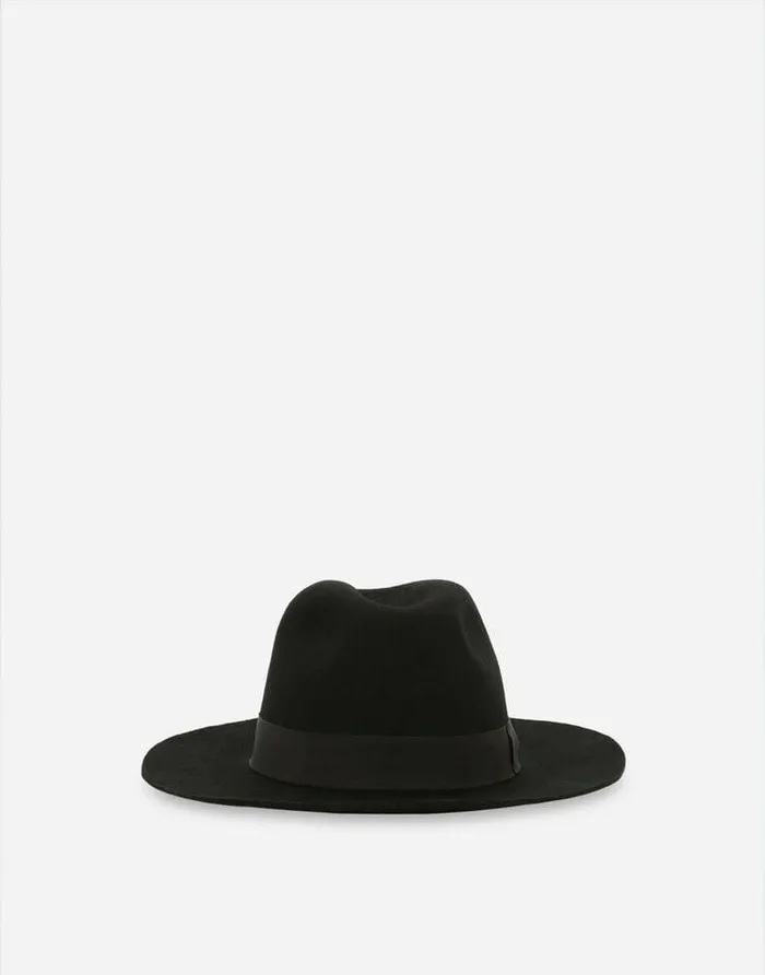 Dolce and Gabbana Hats And Gloves Men Wool Felt Fedora Hat Black