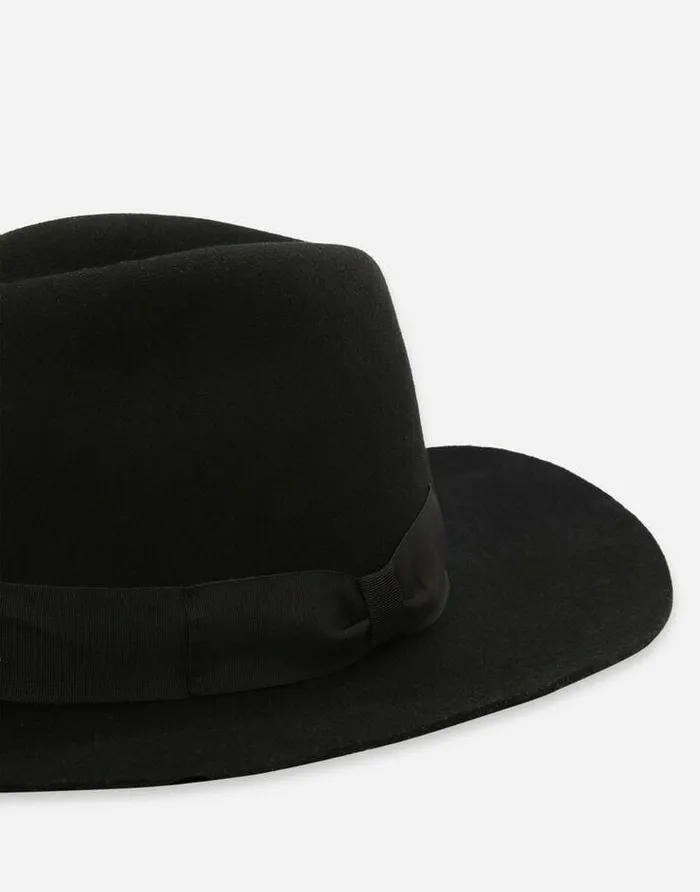 Dolce and Gabbana Hats And Gloves Men Wool Felt Fedora Hat Black