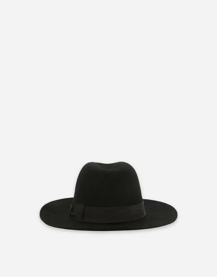 Dolce and Gabbana Hats And Gloves Men Wool Felt Fedora Hat Black