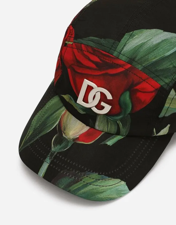 Dolce and Gabbana Hats And Gloves Women Nylon Baseball Cap With Red Rose Print Multicolor Dolce and Gabbana Hats And Gloves Women Nylon Baseball Cap With Red Rose Print Multicolor