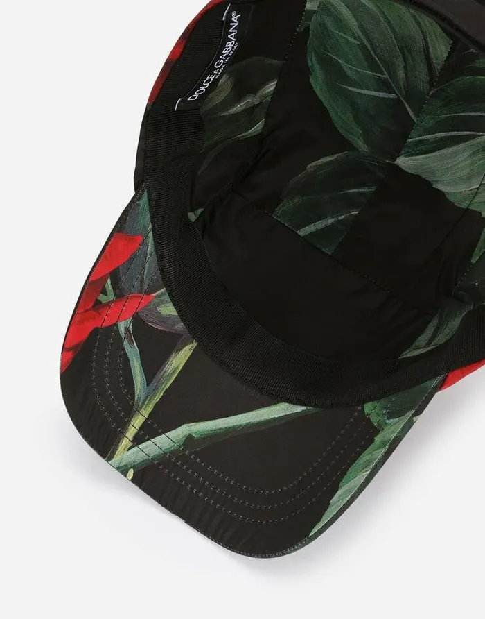 Dolce and Gabbana Hats And Gloves Women Nylon Baseball Cap With Red Rose Print Multicolor Dolce and Gabbana Hats And Gloves Women Nylon Baseball Cap With Red Rose Print Multicolor