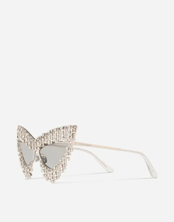 Dolce and Gabbana Icons Women Crystals039 Rain Sunglasses Silver Dolce and Gabbana Icons Women Crystals039 Rain Sunglasses Silver