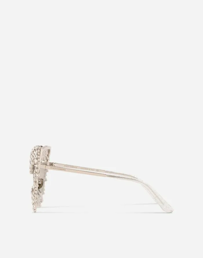 Dolce and Gabbana Icons Women Crystals039 Rain Sunglasses Silver Dolce and Gabbana Icons Women Crystals039 Rain Sunglasses Silver