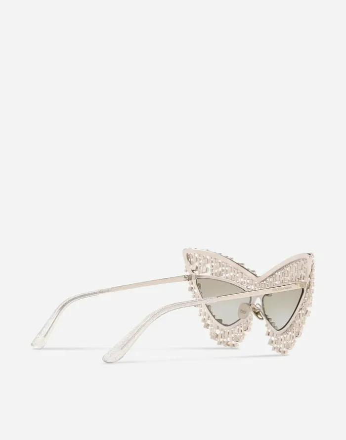 Dolce and Gabbana Icons Women Crystals039 Rain Sunglasses Silver Dolce and Gabbana Icons Women Crystals039 Rain Sunglasses Silver