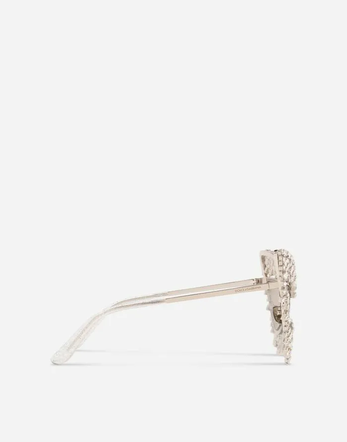 Dolce and Gabbana Icons Women Crystals039 Rain Sunglasses Silver Dolce and Gabbana Icons Women Crystals039 Rain Sunglasses Silver