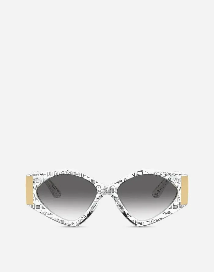Dolce and Gabbana Icons Women Modern Print Graffiti Sunglasses Transparent