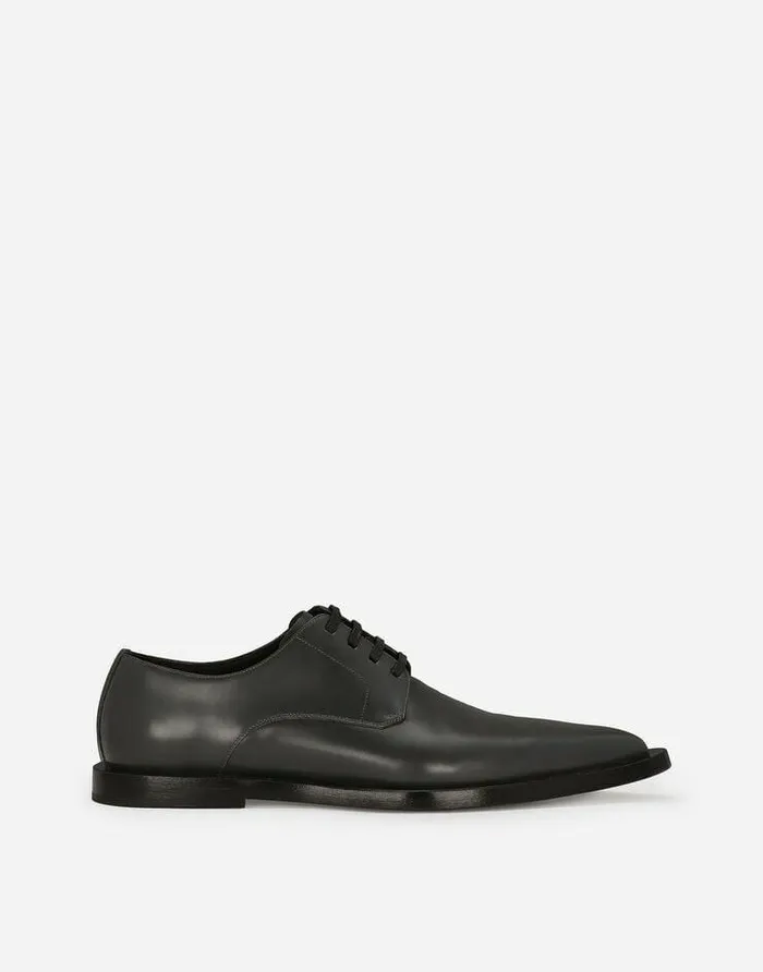 Dolce and Gabbana LaceUps Men Calfskin Derby Shoes Grey