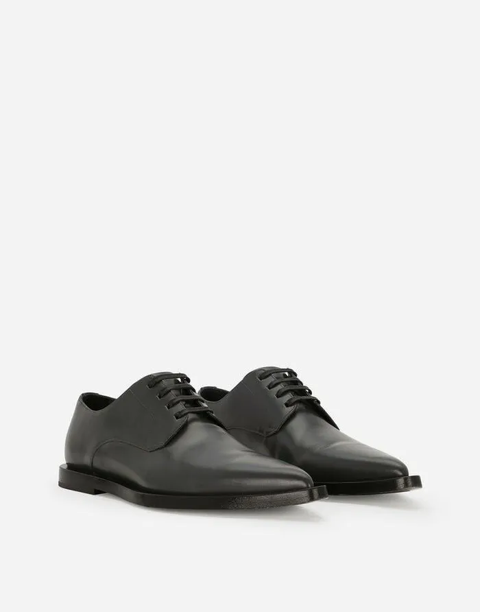 Dolce and Gabbana LaceUps Men Calfskin Derby Shoes Grey Dolce and Gabbana LaceUps Men Calfskin Derby Shoes Grey