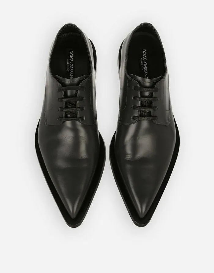 Dolce and Gabbana LaceUps Men Calfskin Derby Shoes Grey Dolce and Gabbana LaceUps Men Calfskin Derby Shoes Grey