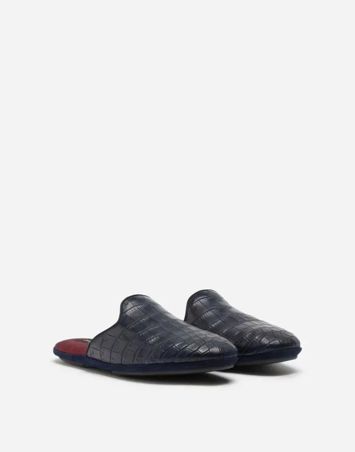 Dolce and Gabbana Loafers And Moccasins Men Silk And Crocodile Mules Blue Dolce and Gabbana Loafers And Moccasins Men Silk And Crocodile Mules Blue