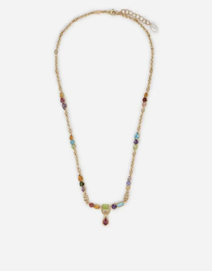 Dolce and Gabbana Necklaces Women 18kt Yellow Gold Necklace With Multicolored Fine Gemstones Yellow Gold Dolce and Gabbana Necklaces Women 18kt Yellow Gold Necklace With Multicolored Fine Gemstones Yellow Gold