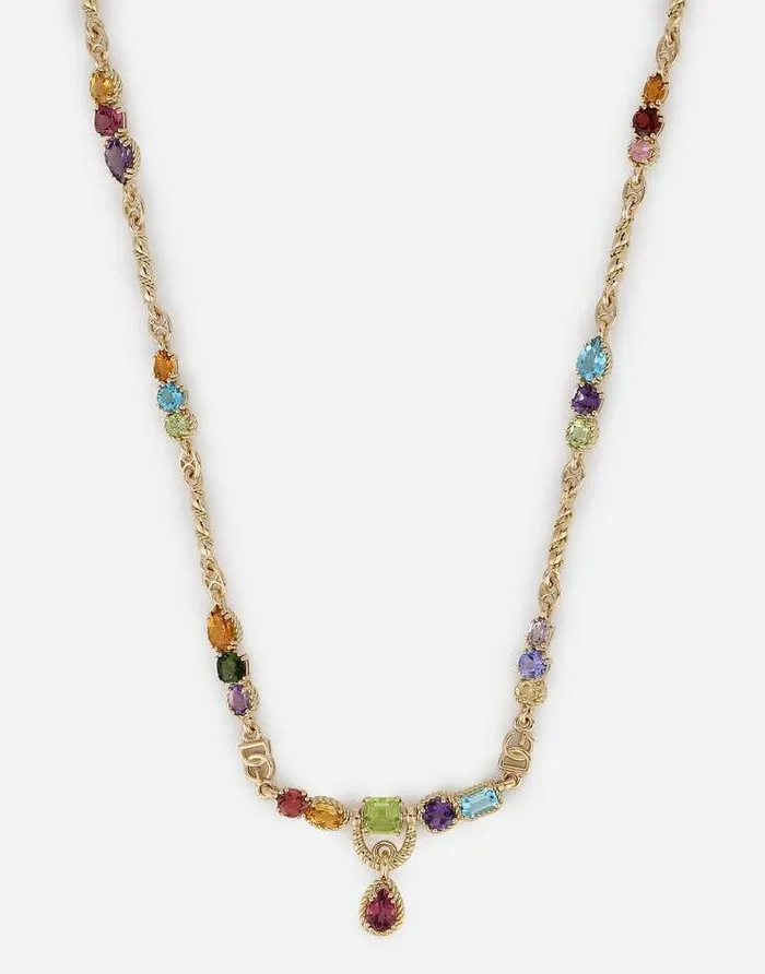 Dolce and Gabbana Necklaces Women 18kt Yellow Gold Necklace With Multicolored Fine Gemstones Yellow Gold Dolce and Gabbana Necklaces Women 18kt Yellow Gold Necklace With Multicolored Fine Gemstones Yellow Gold