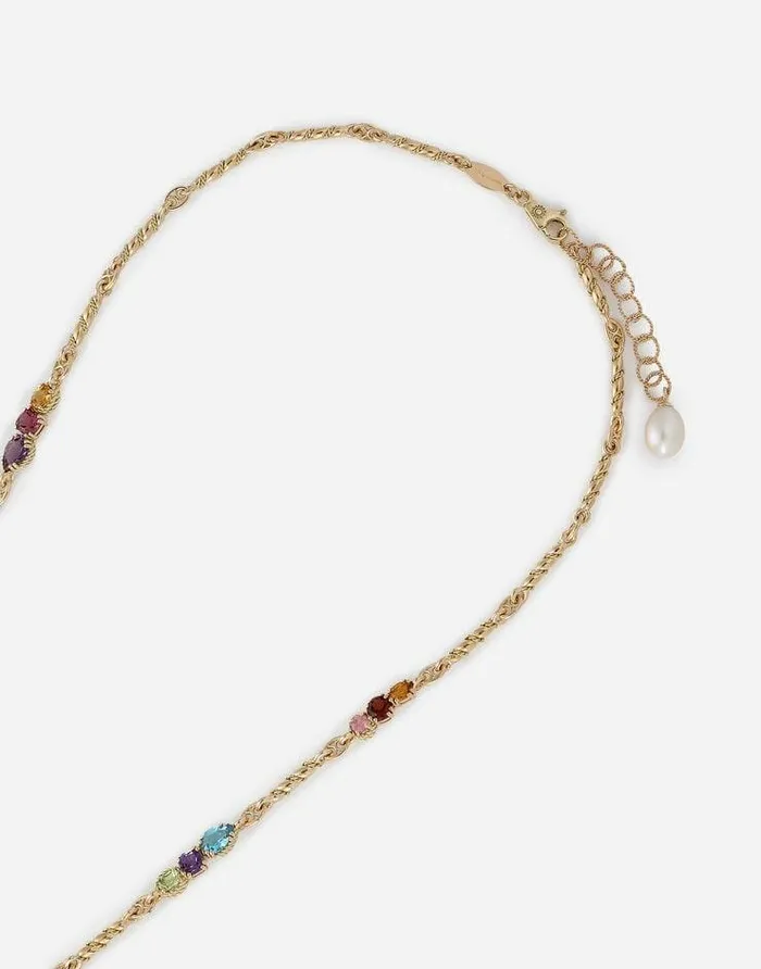 Dolce and Gabbana Necklaces Women 18kt Yellow Gold Necklace With Multicolored Fine Gemstones Yellow Gold Dolce and Gabbana Necklaces Women 18kt Yellow Gold Necklace With Multicolored Fine Gemstones Yellow Gold