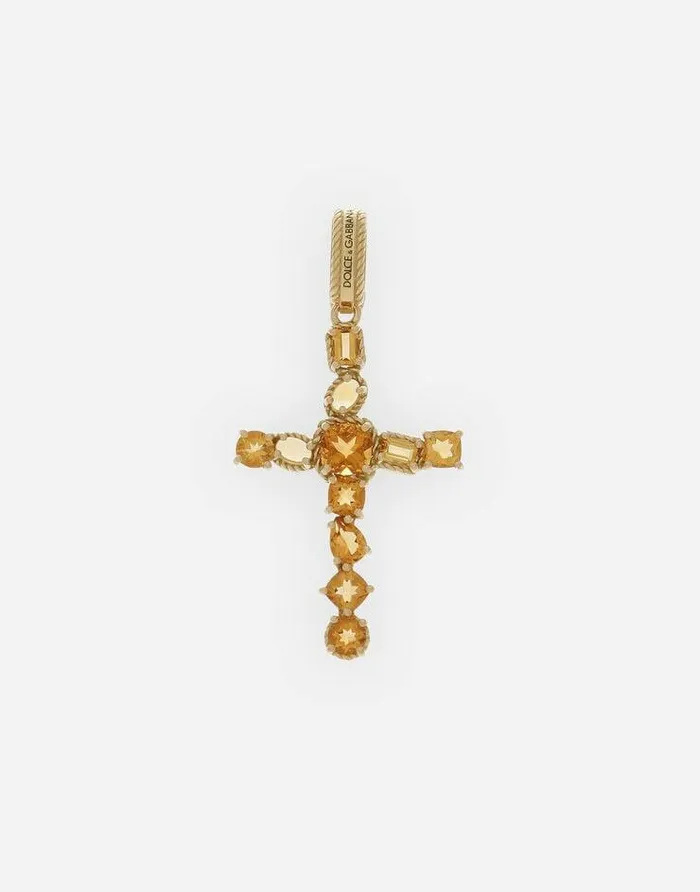 Dolce and Gabbana Necklaces Women Anna Charm In Yellow Gold 18kt With Citrines Quartzes Gold Dolce and Gabbana Necklaces Women Anna Charm In Yellow Gold 18kt With Citrines Quartzes Gold