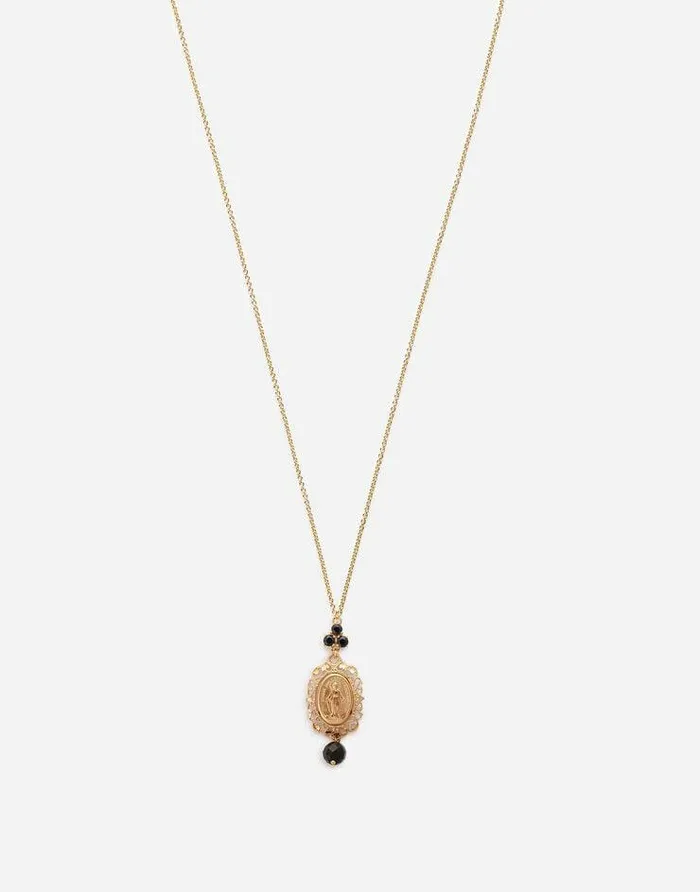 Dolce and Gabbana Necklaces Women Sicily Pendant With Medal On Yellow Gold Chain Gold Dolce and Gabbana Necklaces Women Sicily Pendant With Medal On Yellow Gold Chain Gold