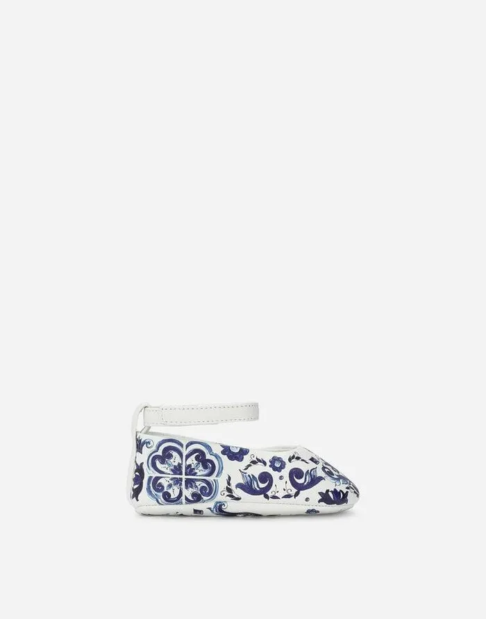 Dolce and Gabbana Newborn Girls039 Shoes 1620 Children Nappa Leather Newborn Ballet Flats With Majolica Print Multicolor Dolce and Gabbana Newborn Girls039 Shoes 1620 Children Nappa Leather Newborn Ballet Flats With Majolica Print Multicolor