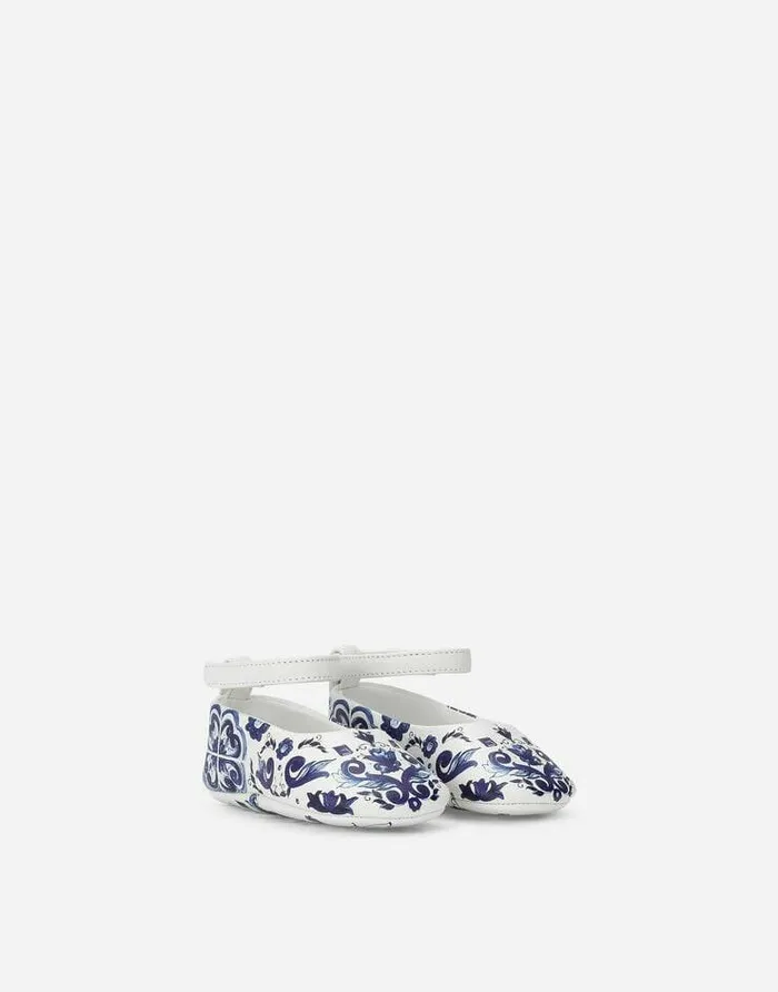 Dolce and Gabbana Newborn Girls039 Shoes 1620 Children Nappa Leather Newborn Ballet Flats With Majolica Print Multicolor Dolce and Gabbana Newborn Girls039 Shoes 1620 Children Nappa Leather Newborn Ballet Flats With Majolica Print Multicolor