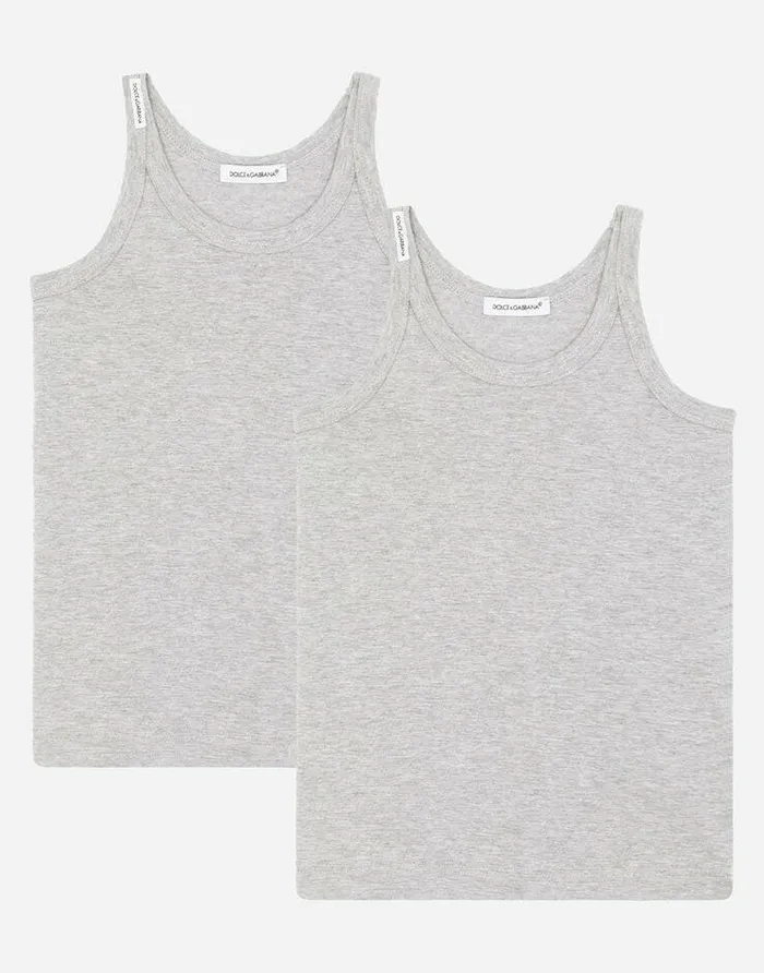Dolce and Gabbana Nightwear and Underwear Children Shortsleeved Jersey Vest Twopack Grey