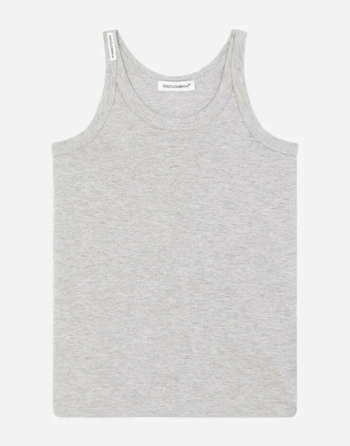 Dolce and Gabbana Nightwear and Underwear Children Shortsleeved Jersey Vest Twopack Grey Dolce and Gabbana Nightwear and Underwear Children Shortsleeved Jersey Vest Twopack Grey