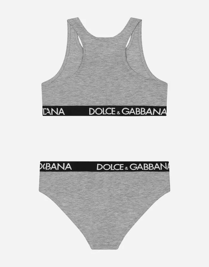 Dolce and Gabbana Nightwear Children Jersey Underwear Set With Branded Elastic Grey Dolce and Gabbana Nightwear Children Jersey Underwear Set With Branded Elastic Grey