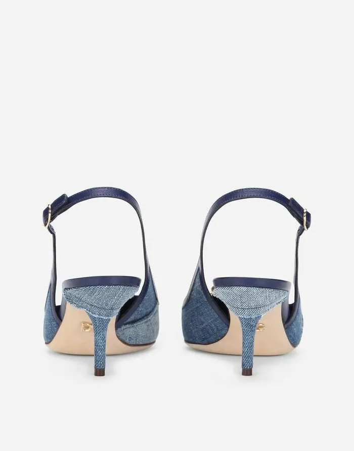 Dolce and Gabbana Pumps And Slingback Women Devotion Slingbacks In Patchwork Denim Denim