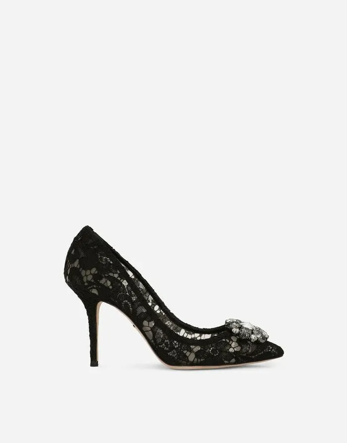 Dolce and Gabbana Pumps And Slingback Women Lace Rainbow Pumps With Brooch Detailing Black Dolce and Gabbana Pumps And Slingback Women Lace Rainbow Pumps With Brooch Detailing Black