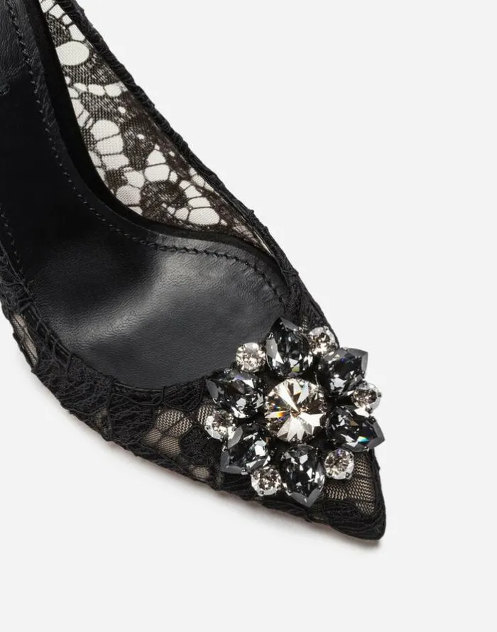 Dolce and Gabbana Pumps And Slingback Women Lace Rainbow Pumps With Brooch Detailing Black Dolce and Gabbana Pumps And Slingback Women Lace Rainbow Pumps With Brooch Detailing Black