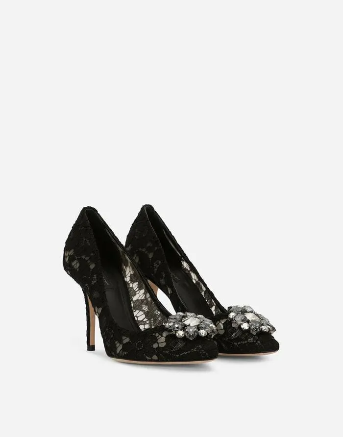 Dolce and Gabbana Pumps And Slingback Women Lace Rainbow Pumps With Brooch Detailing Black Dolce and Gabbana Pumps And Slingback Women Lace Rainbow Pumps With Brooch Detailing Black