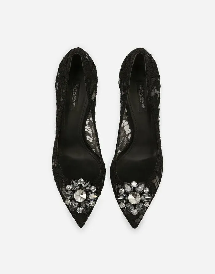 Dolce and Gabbana Pumps And Slingback Women Lace Rainbow Pumps With Brooch Detailing Black Dolce and Gabbana Pumps And Slingback Women Lace Rainbow Pumps With Brooch Detailing Black