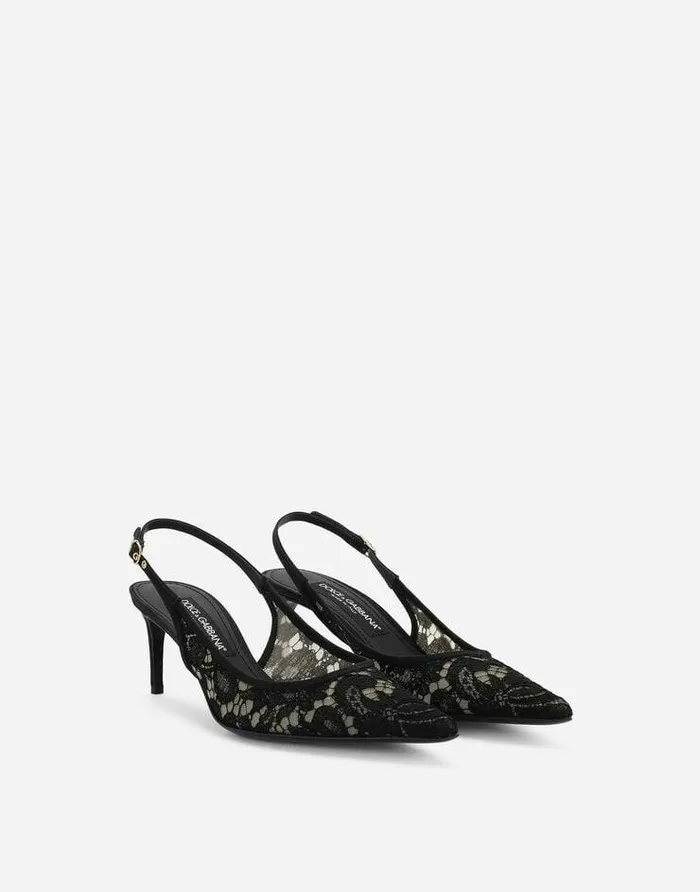Dolce and Gabbana Pumps And Slingback Women Lace Slingbacks Black Dolce and Gabbana Pumps And Slingback Women Lace Slingbacks Black