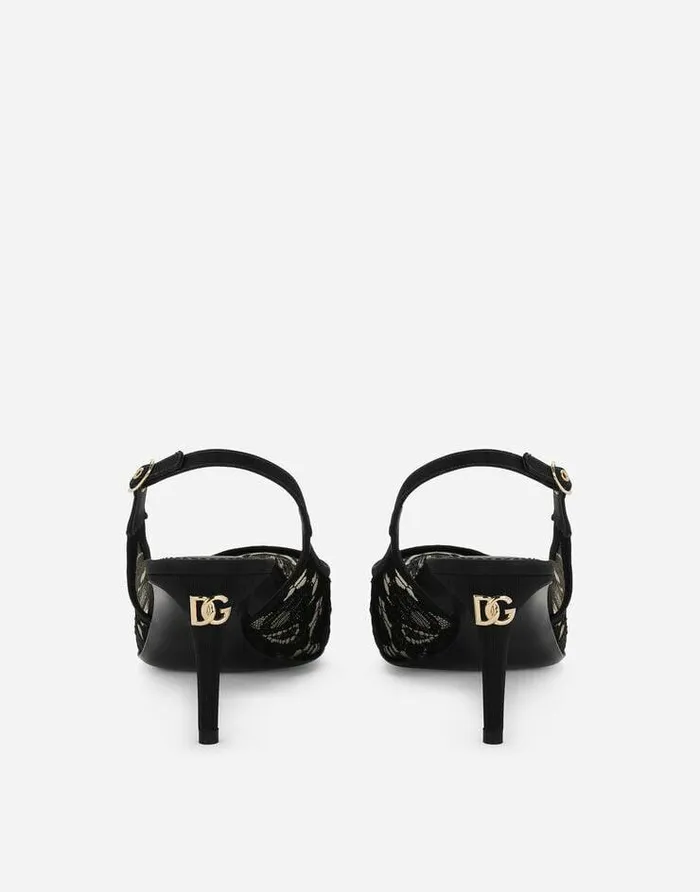 Dolce and Gabbana Pumps And Slingback Women Lace Slingbacks Black Dolce and Gabbana Pumps And Slingback Women Lace Slingbacks Black