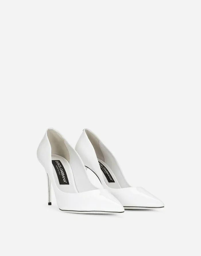 Dolce and Gabbana Pumps And Slingback Women Patent Leather Cardinale Pumps White Dolce and Gabbana Pumps And Slingback Women Patent Leather Cardinale Pumps White