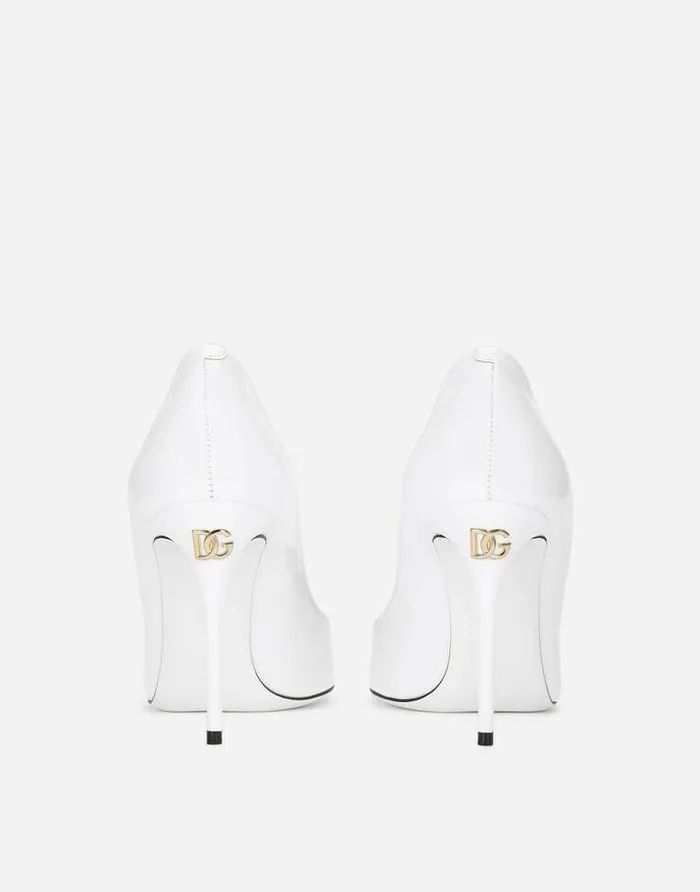 Dolce and Gabbana Pumps And Slingback Women Patent Leather Cardinale Pumps White Dolce and Gabbana Pumps And Slingback Women Patent Leather Cardinale Pumps White