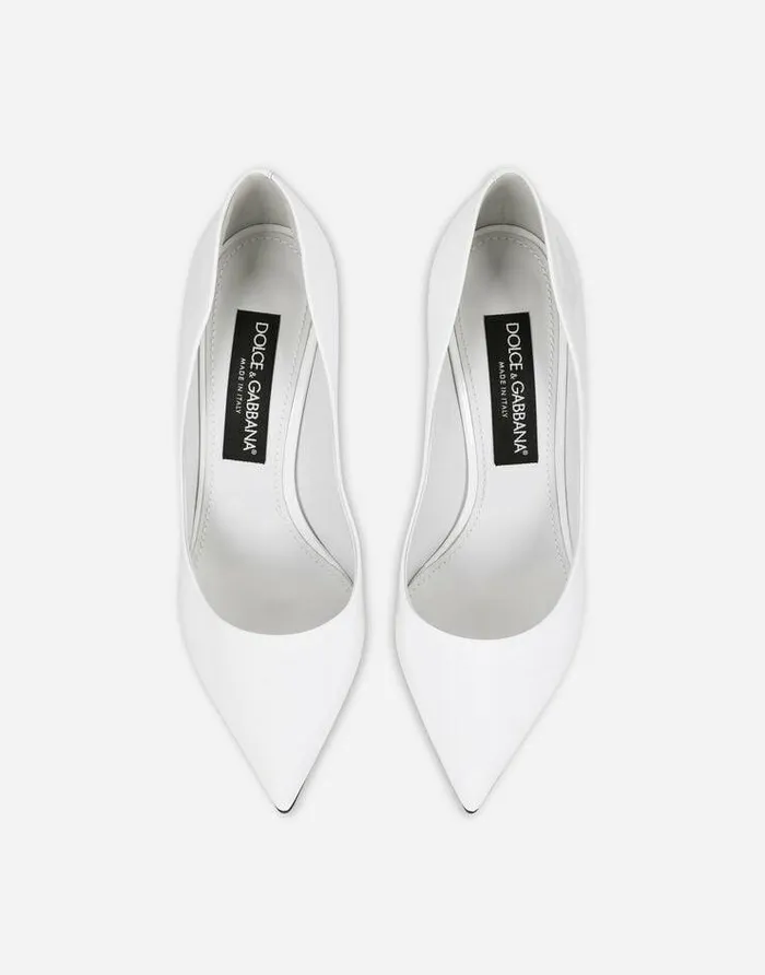 Dolce and Gabbana Pumps And Slingback Women Patent Leather Cardinale Pumps White Dolce and Gabbana Pumps And Slingback Women Patent Leather Cardinale Pumps White