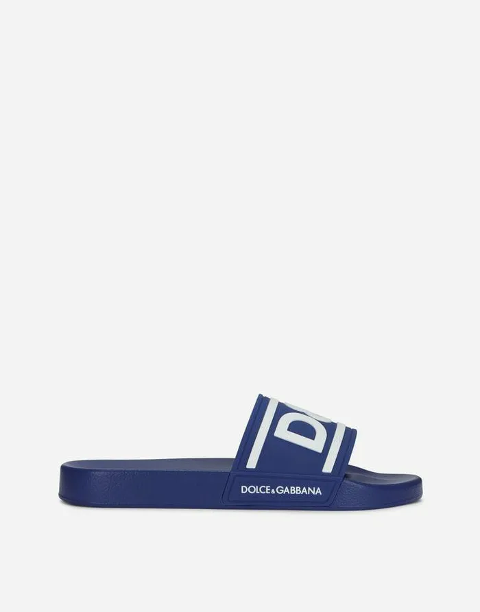 Dolce and Gabbana Sandals And Slides Men Rubber Beachwear Sliders With DG Logo Multicolor Dolce and Gabbana Sandals And Slides Men Rubber Beachwear Sliders With DG Logo Multicolor