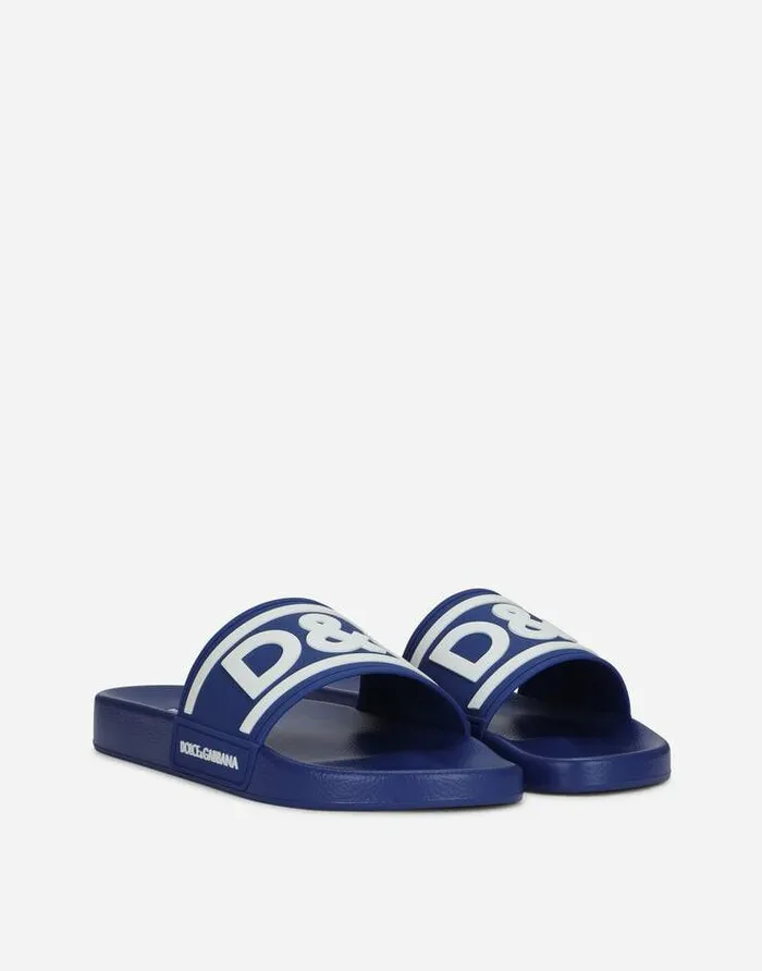 Dolce and Gabbana Sandals And Slides Men Rubber Beachwear Sliders With DG Logo Multicolor Dolce and Gabbana Sandals And Slides Men Rubber Beachwear Sliders With DG Logo Multicolor